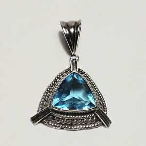 925 Silver Swiss Blue Topaz Pendant